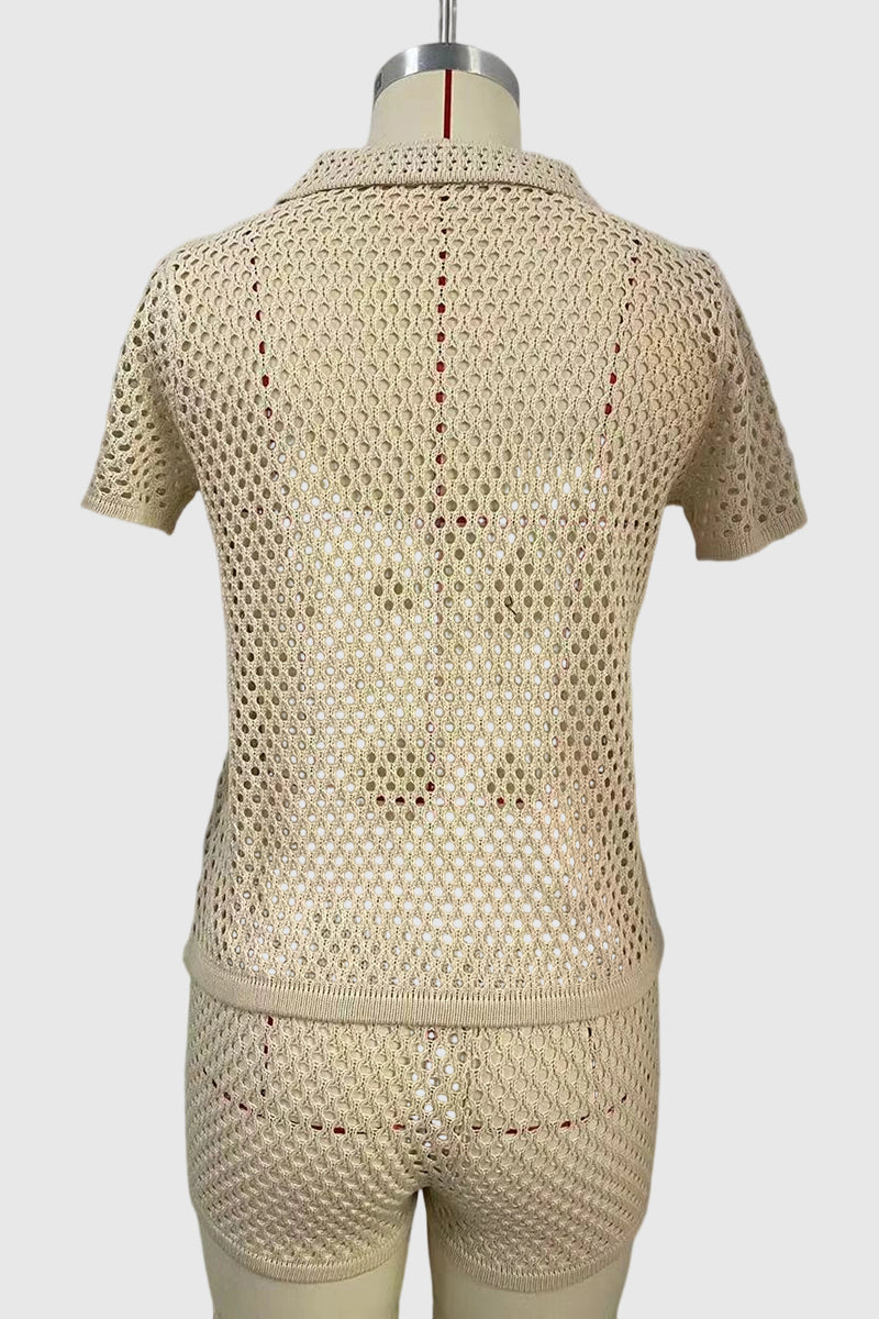 Mesh Knit Short Sleeve Set