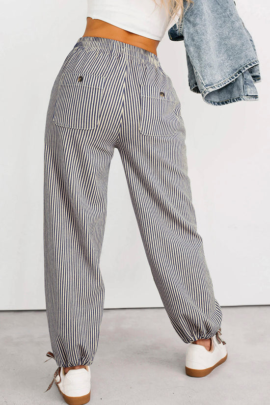 Stripe Drawstring Elastic Waist Pants