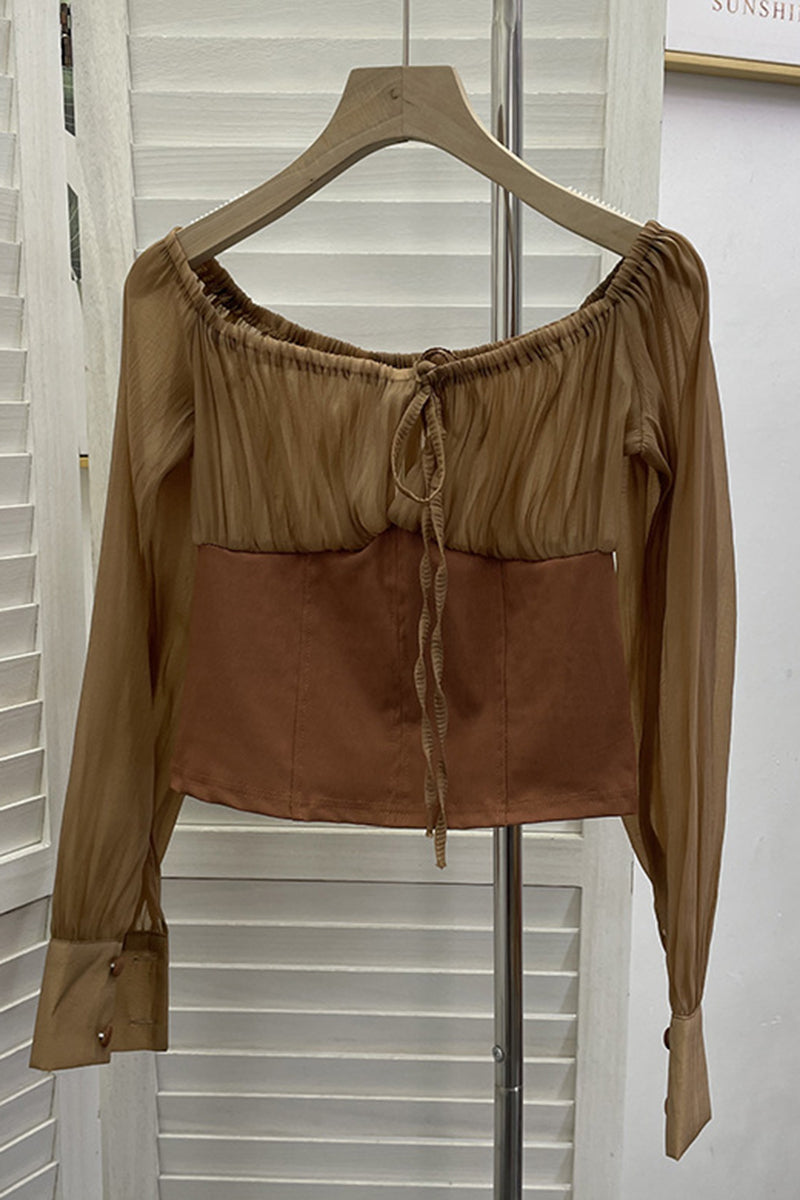 Off-Shoulder Long Sleeve Blouse