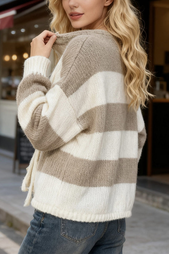 Striped Tie-Front Cardigan