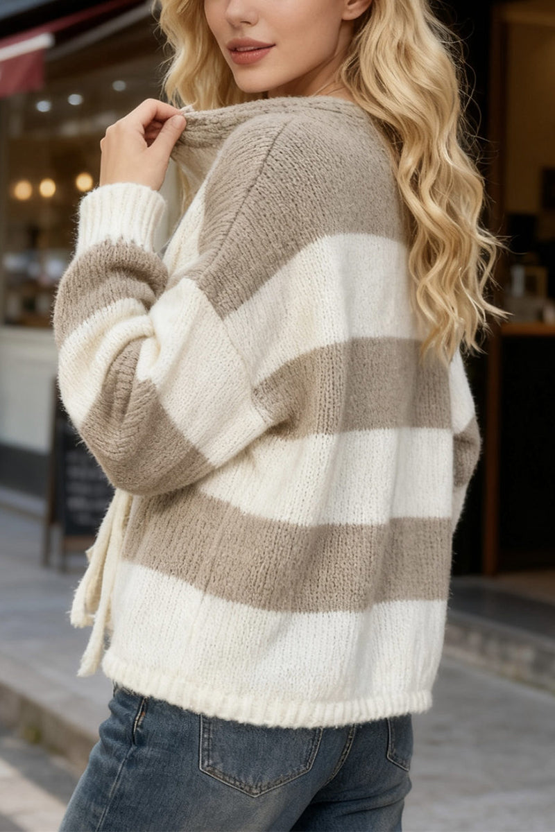 Striped Tie-Front Cardigan