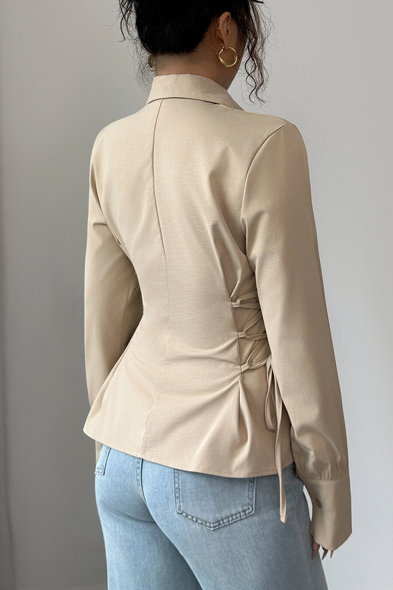 Tailored Long Sleeve Button-Up Blouse