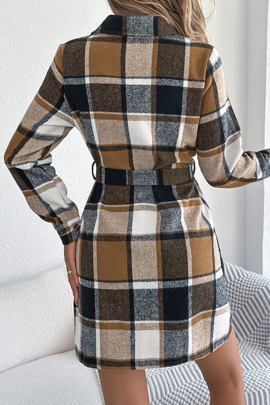 Plaid Belted Shirt Dress