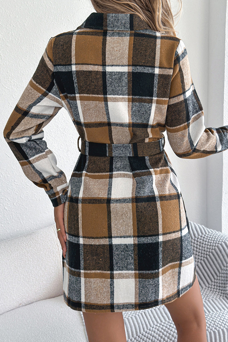 Plaid Belted Shirt Dress