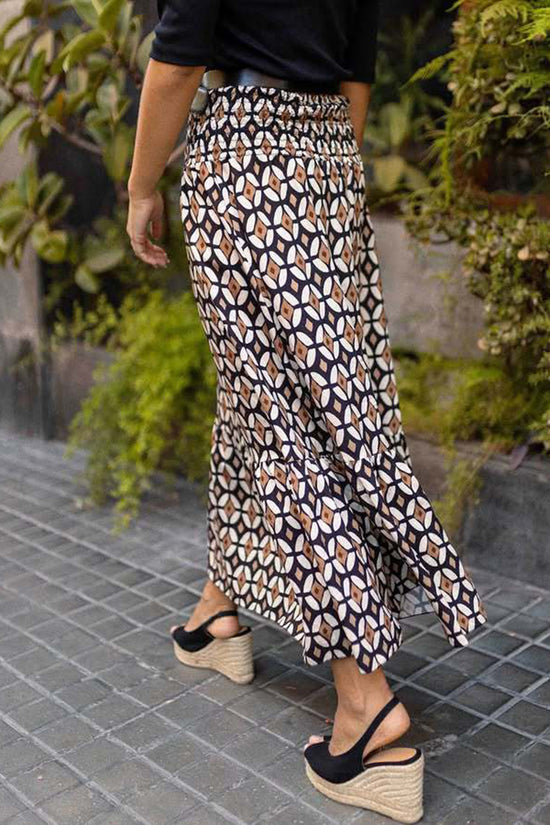 Geometric Pattern Midi Skirt