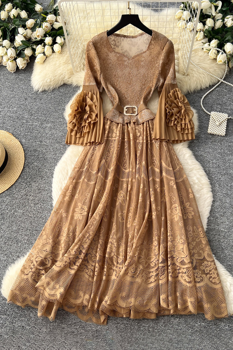 Elegant Petal Sleeve Casual Dress