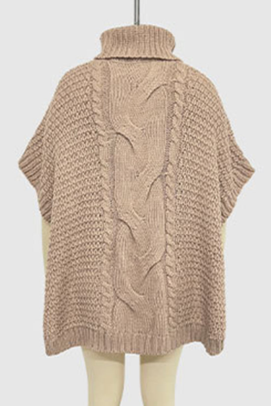 Cozy Cable Knit Turtleneck Poncho