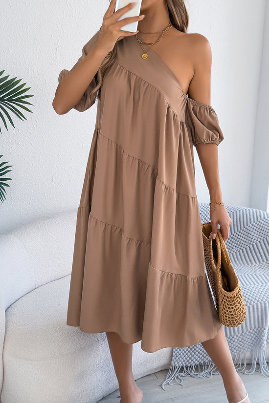 One-Shoulder Casual Midi Dress