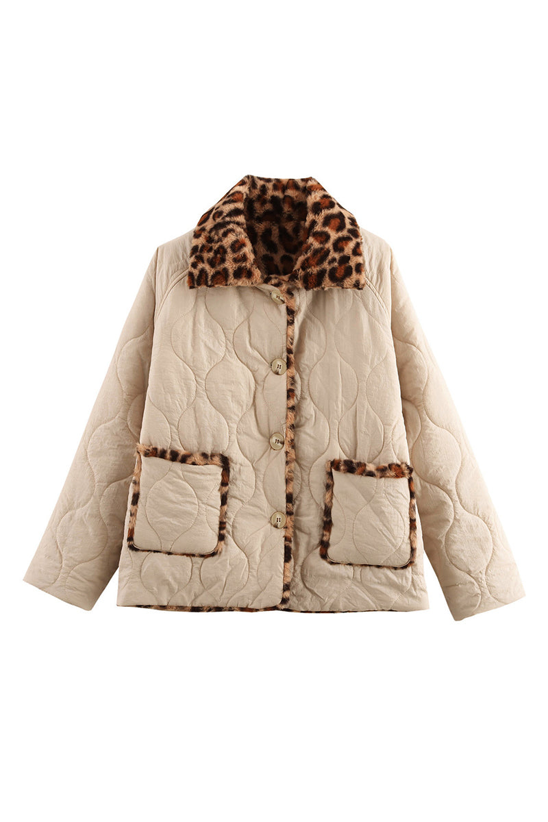 Quilted Leopard Trim Jacket