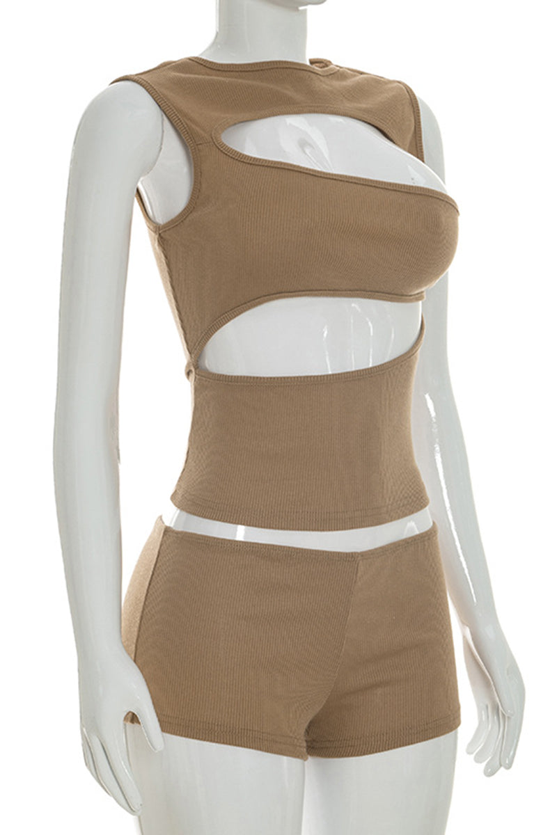 Cutout Sleeveless Two-Piece Shorts Set