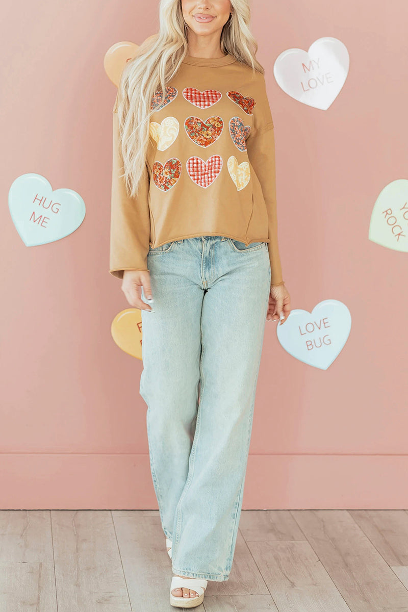 Heart Detail Patchwork Sweatshirt