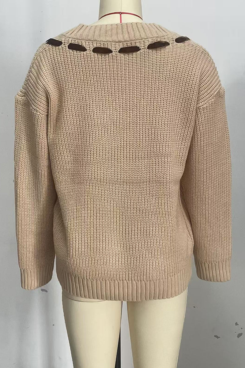 Ribbon Detailed V-Neck Sweater