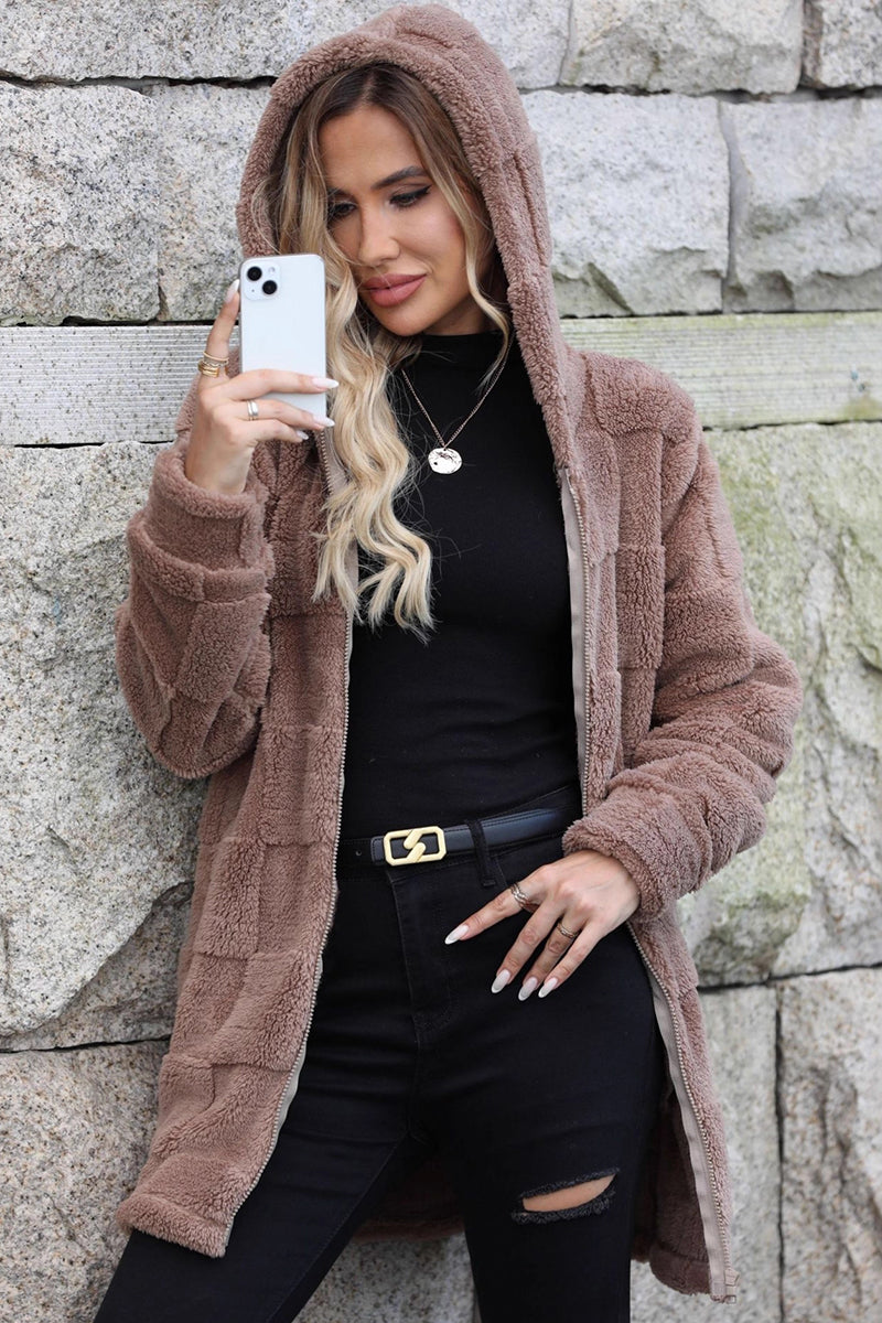 Cozy Hooded Checkered Jacket