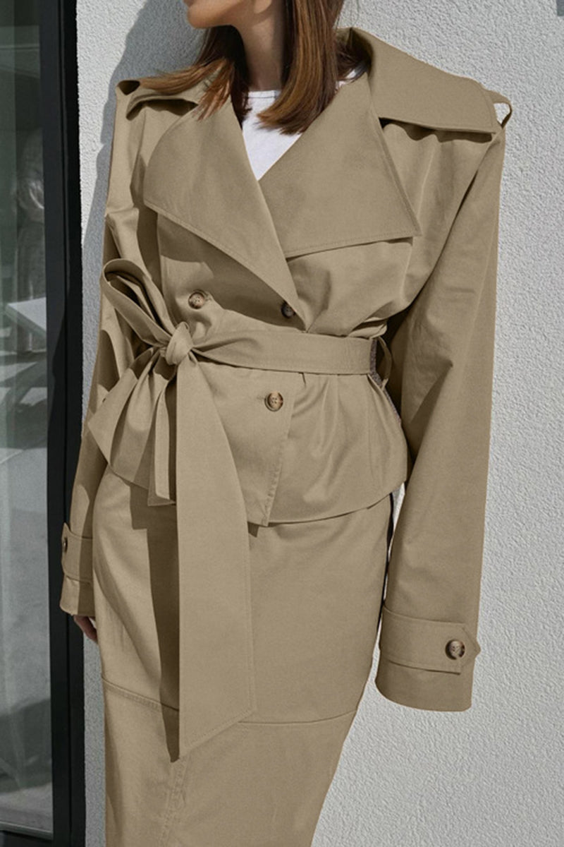 Elegant Trench Coat Skirt Set