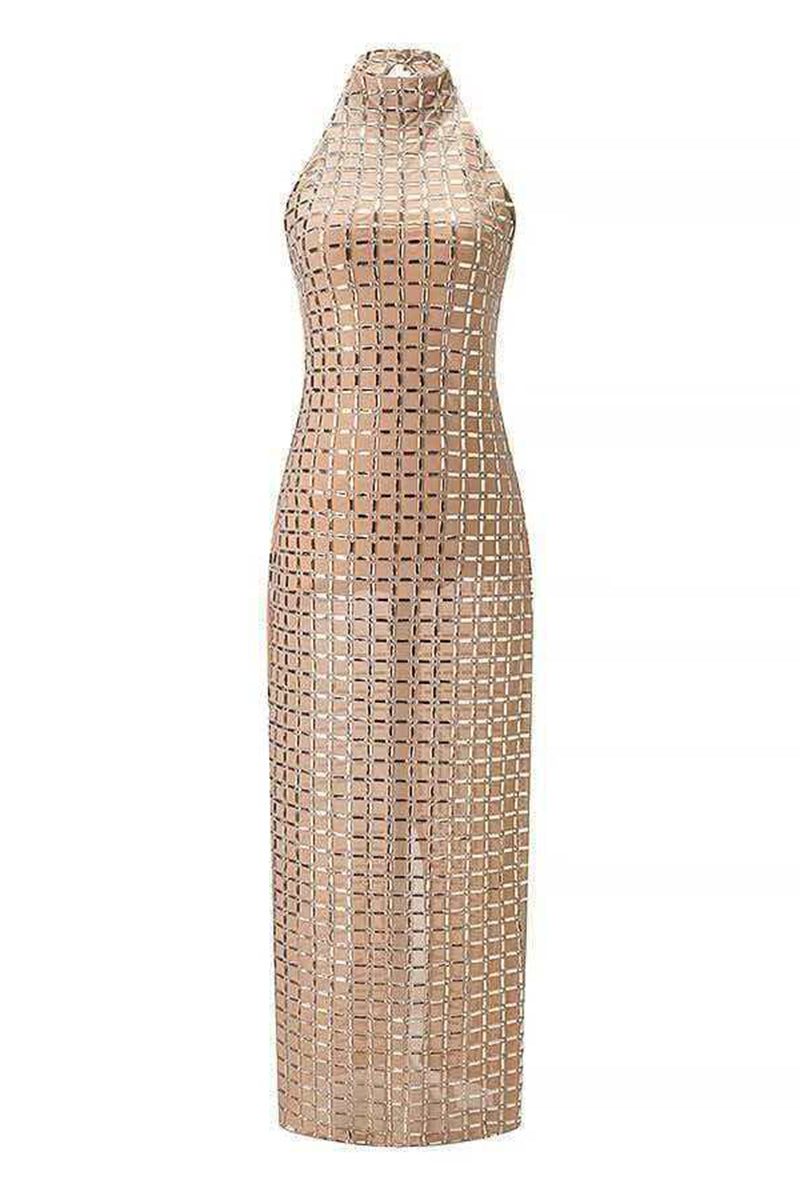 Geometric Sleeveless Mesh Bodycon Dress