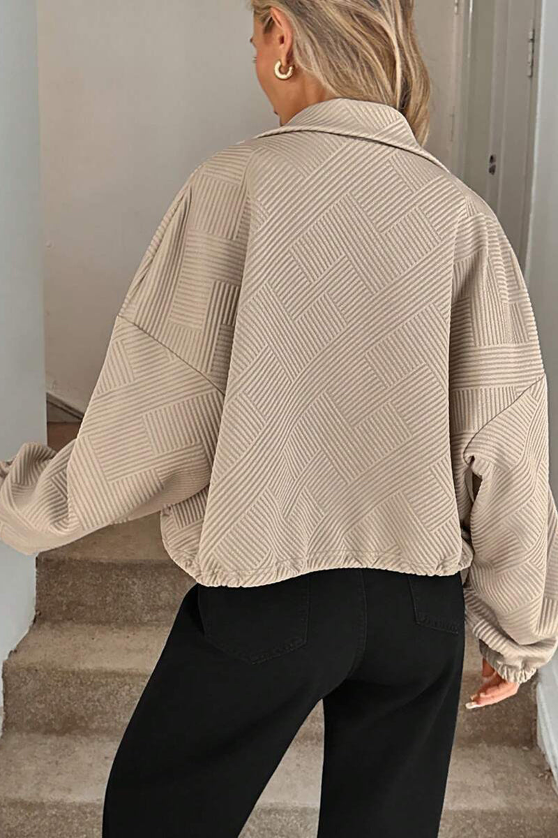 Textured Zip-Up Casual Jacket