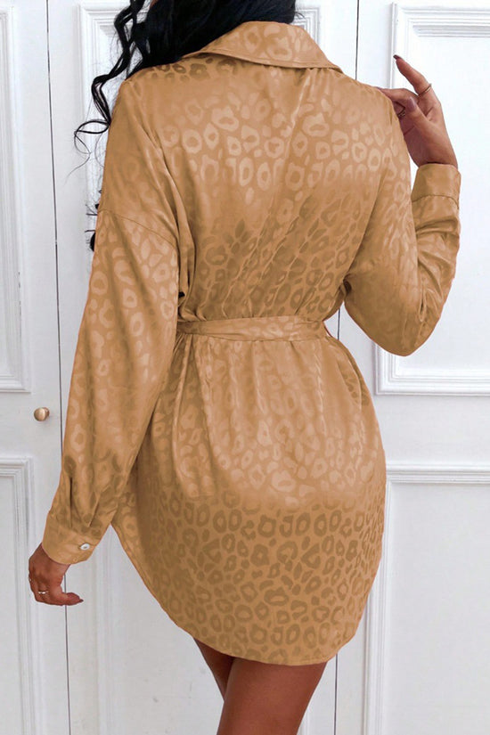 Leopard Print Long Sleeve Button-Up Blouse