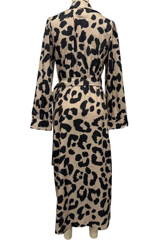 Animal Print Wrap Casual Dress