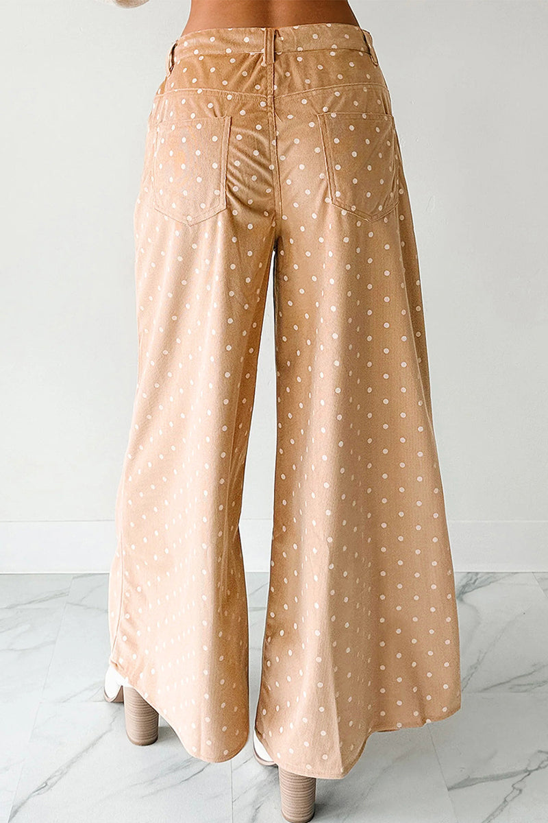Polka Dot Wide-Leg Casual Trousers