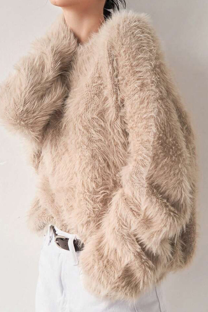 Fuzzy Long Sleeve Cozy Sweater