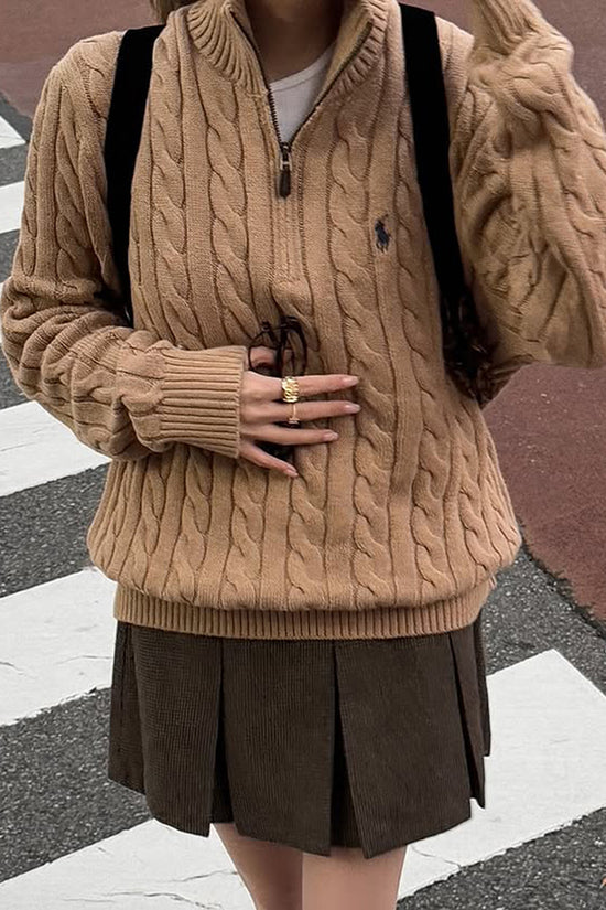 Cable Knit Quarter-Zip Sweater