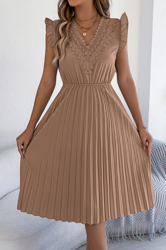 V-Neck Flutter Sleeve Casual Dress