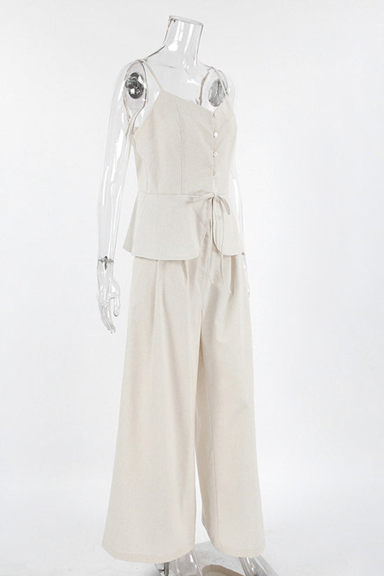 Elegant Sleeveless Peplum Pants Set