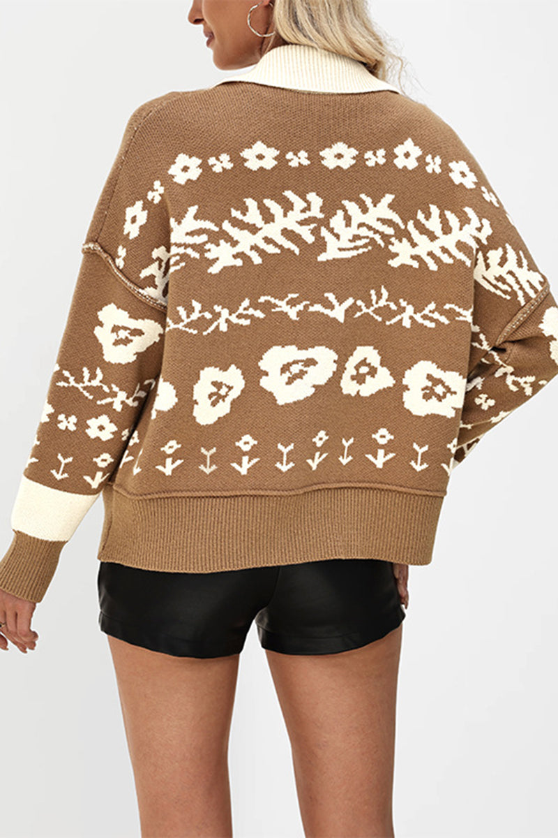 Floral Knit Button-Up Cardigan