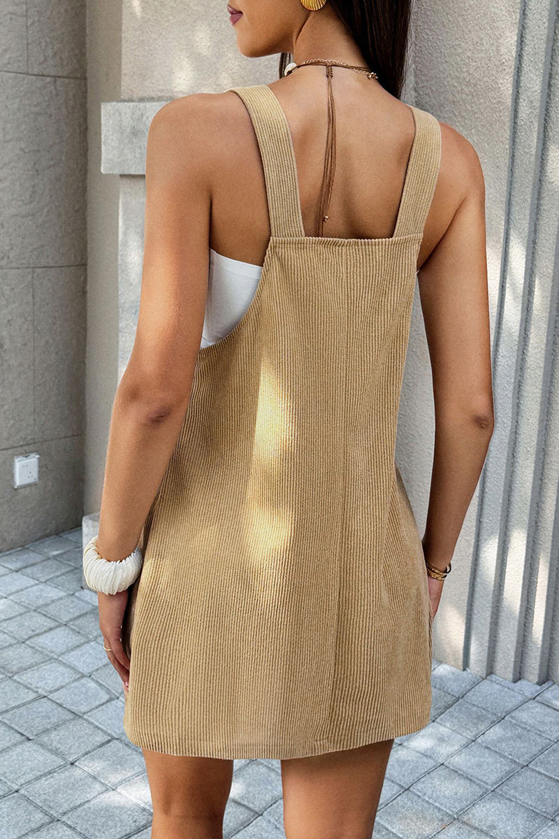 Sleeveless Casual Corduroy Dress