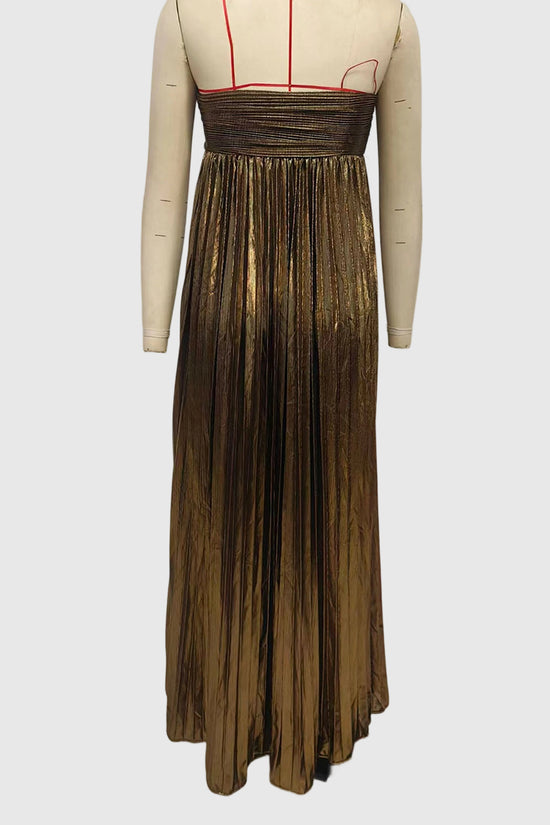 Strapless Metallic Slit Dress