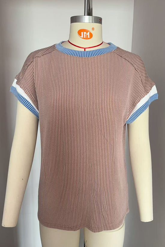 Ribbed Knit Short Sleeve Top