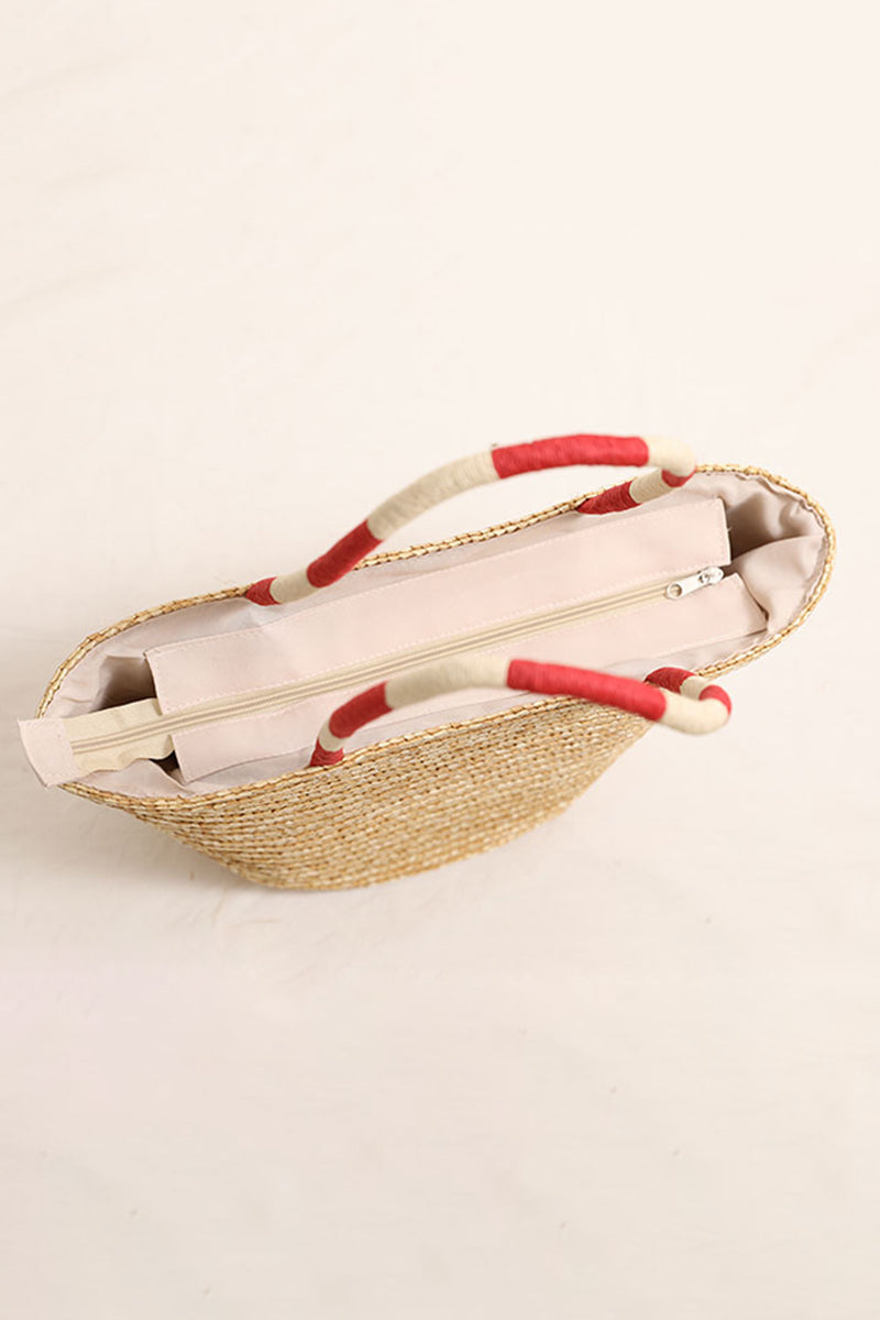 Straw Tote with Cherry Design