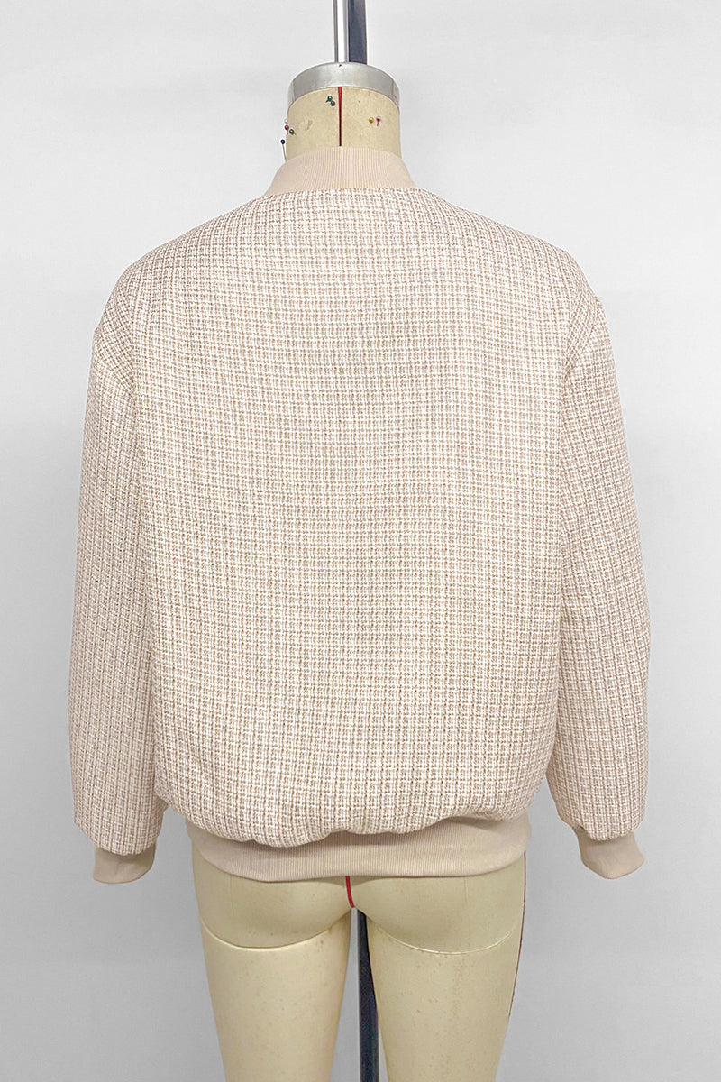 Chic Textured Button-Up Bomber Jacket