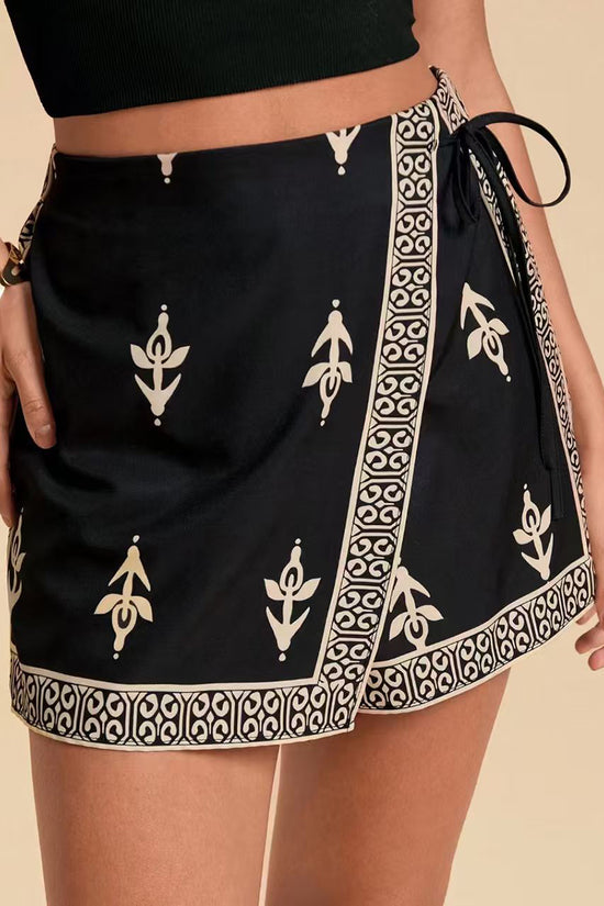 Animal Print Wrap Design Casual Shorts