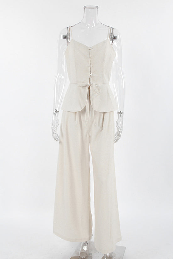 Elegant Sleeveless Peplum Pants Set