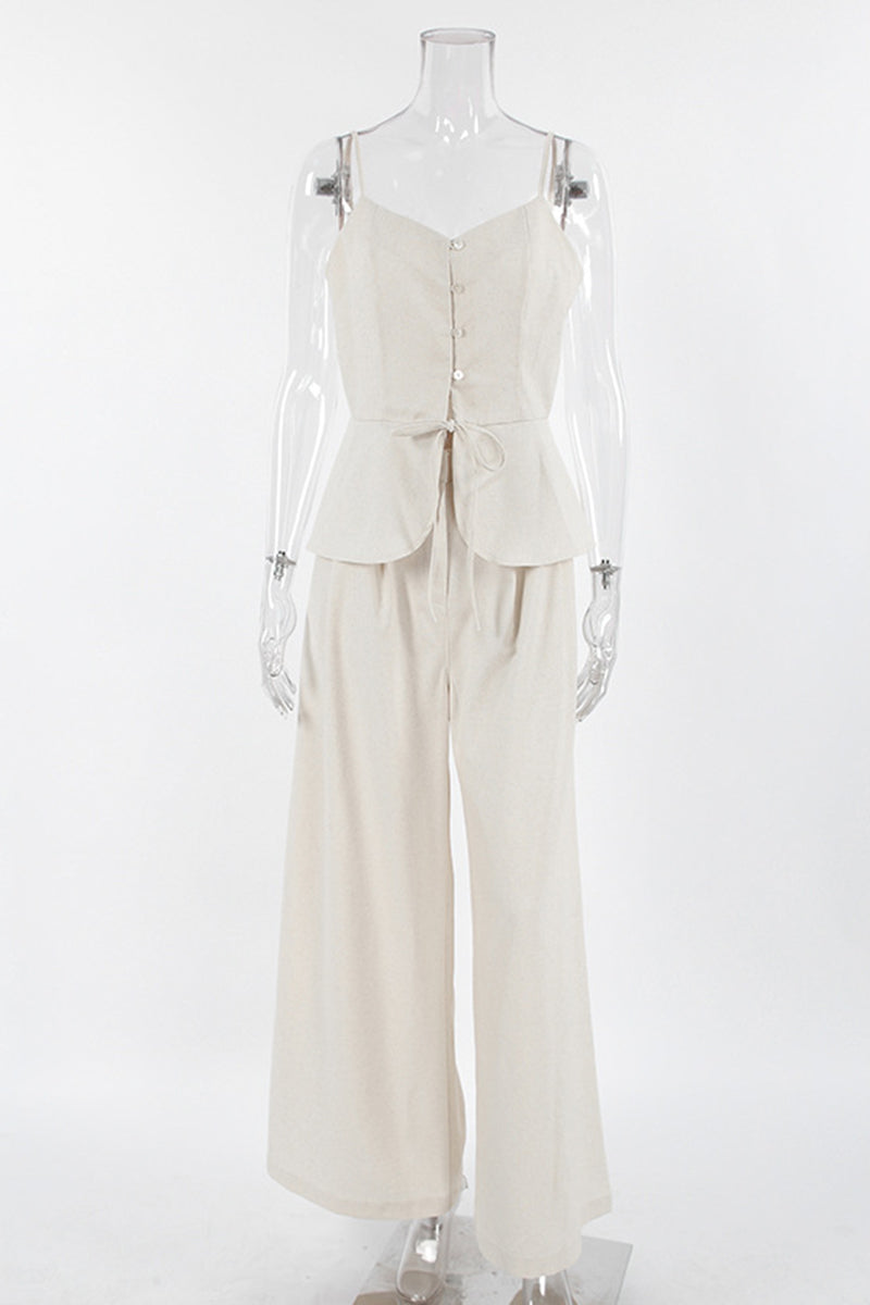Elegant Sleeveless Peplum Pants Set