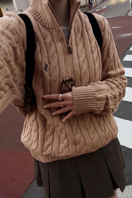 Cable Knit Quarter-Zip Sweater