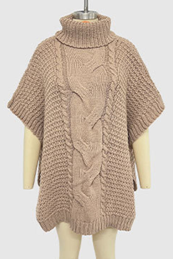 Cozy Cable Knit Turtleneck Poncho