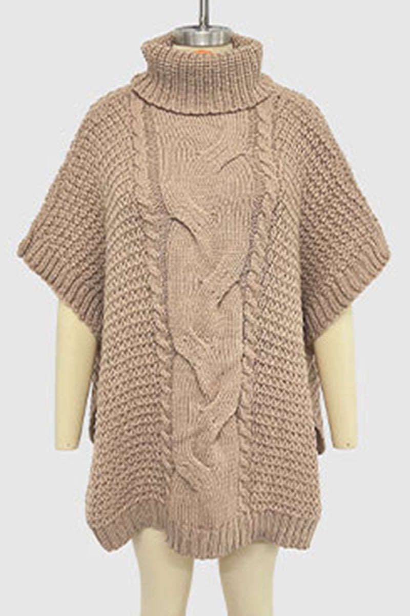 Cozy Cable Knit Turtleneck Poncho