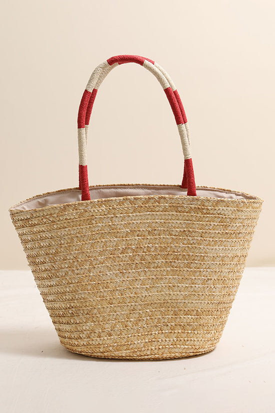 Straw Tote with Cherry Design