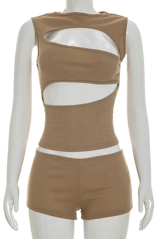 Cutout Sleeveless Two-Piece Shorts Set