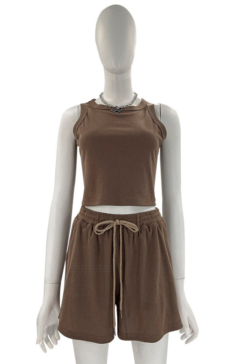 Sleeveless Crop Top and Shorts Set