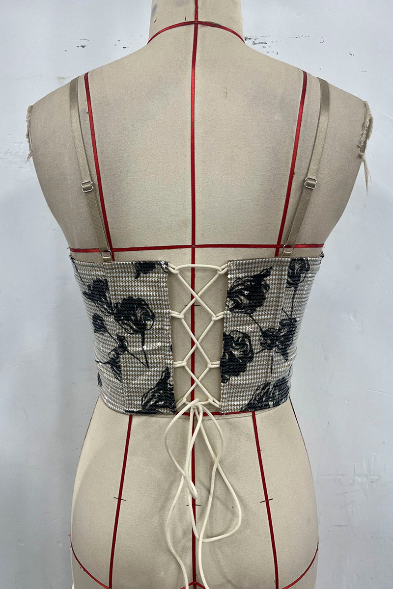 Floral Print Sleeveless Corset Top