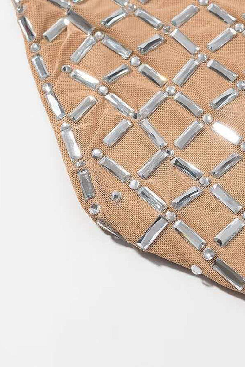 Geometric Sleeveless Mesh Bodycon Dress