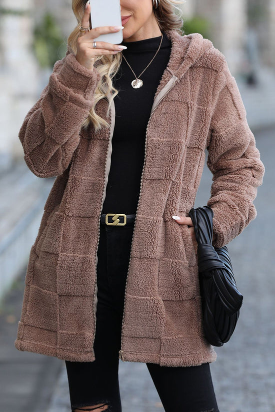 Cozy Hooded Checkered Jacket