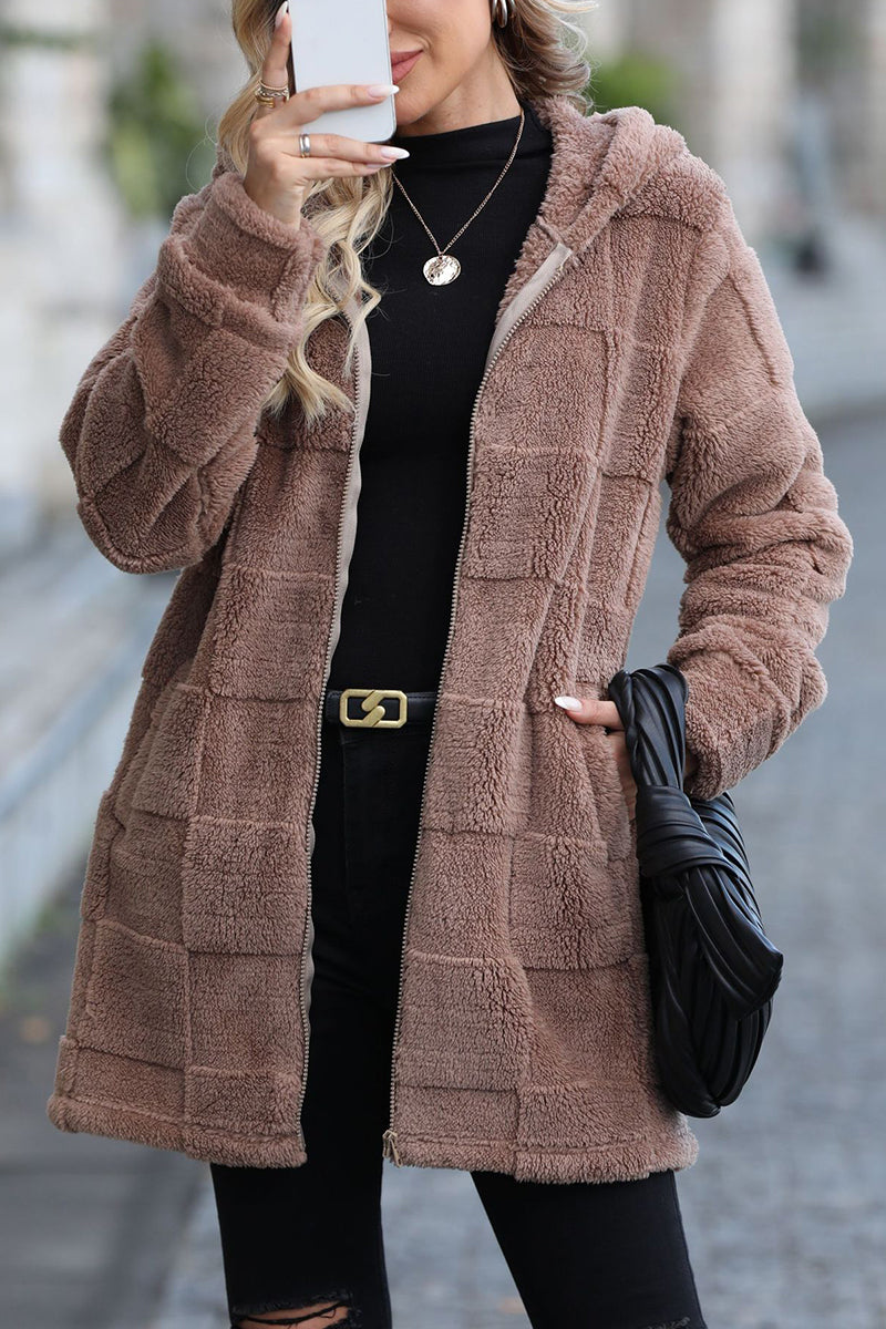 Cozy Hooded Checkered Jacket