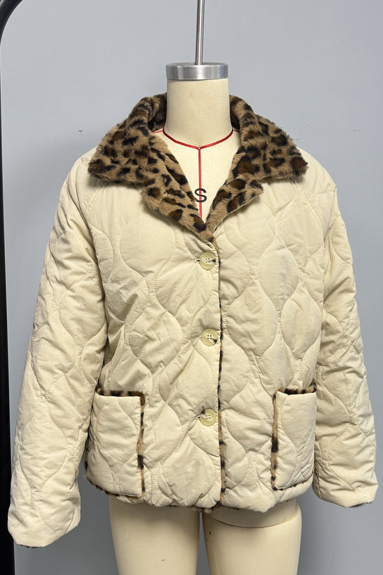 Quilted Leopard Trim Jacket