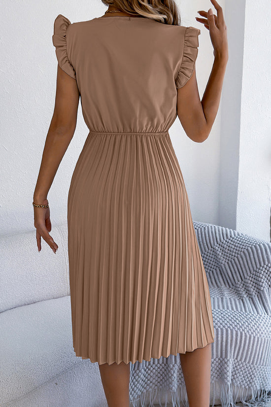 V-Neck Flutter Sleeve Casual Dress