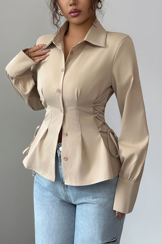 Tailored Long Sleeve Button-Up Blouse