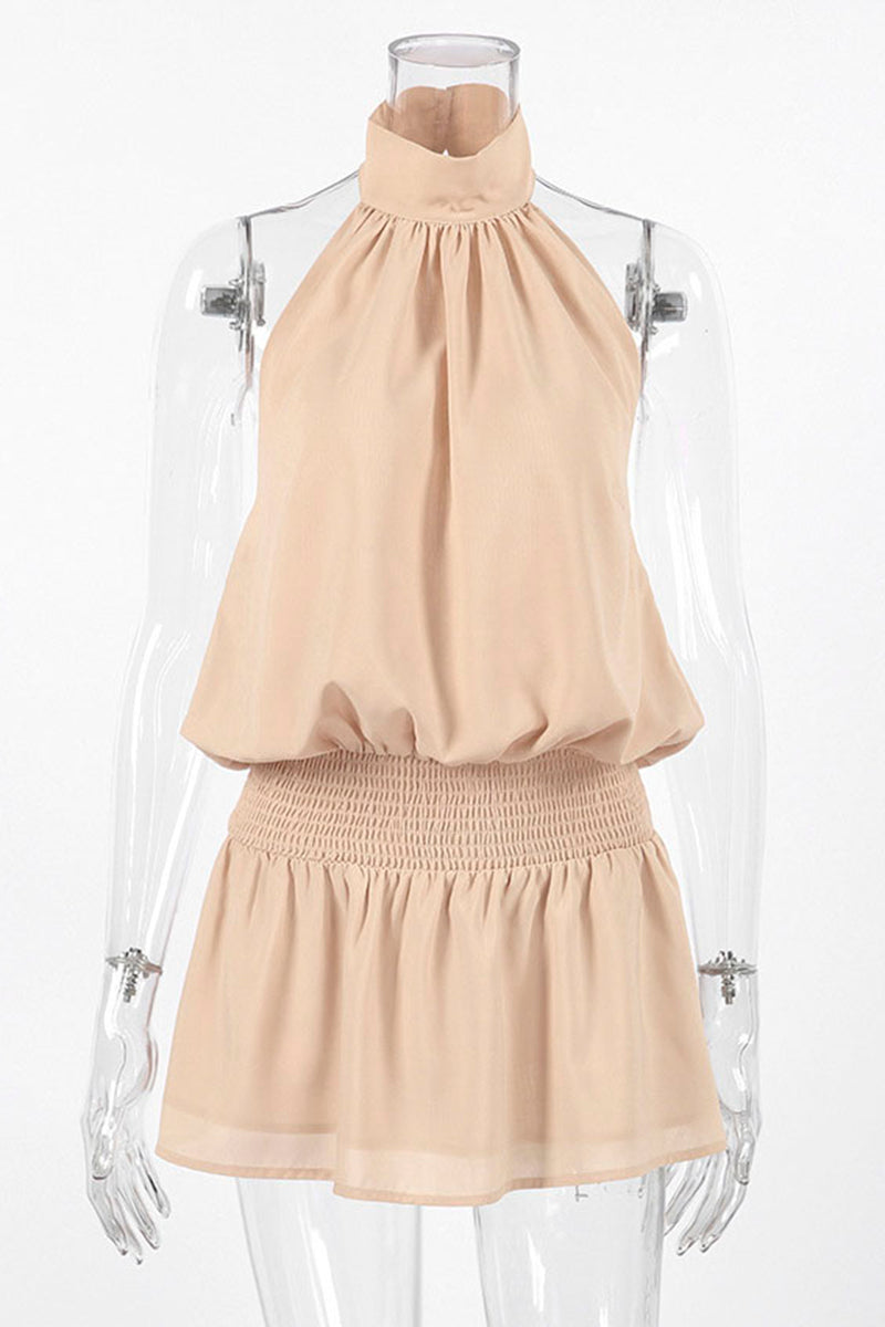 High Neck Casual Sleeveless Dress